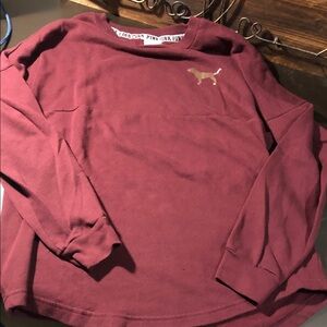 PINK Victoria's Secret Maroon Sweatshirt with White Trim